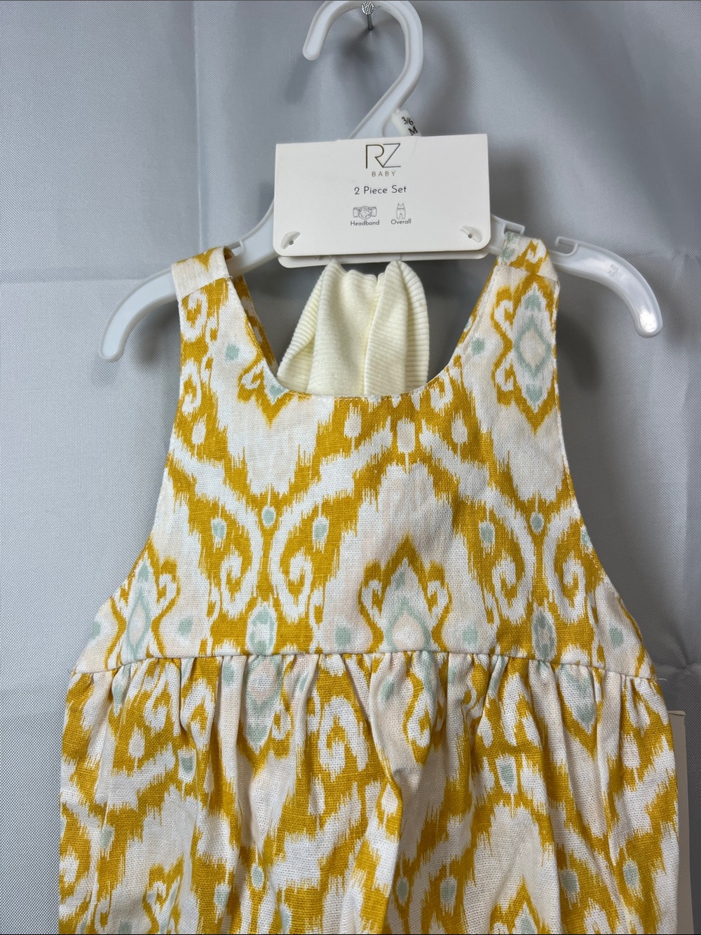 Rachel Zoe baby mustard cream aqua jumpsuit with headband size 3-6 months NWT - Picture 4 of 12